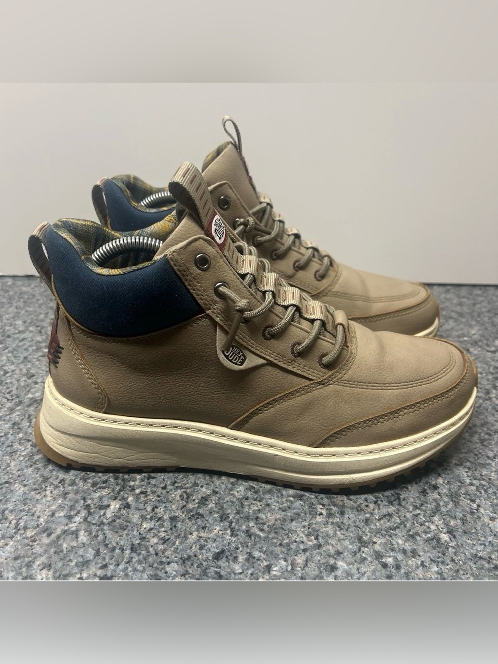Hey Dude Tahoe Classic Taupe Grey High-Top Leather Boots | Men’s Size 8